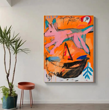 Tableau Abstrait Chien Colore pop