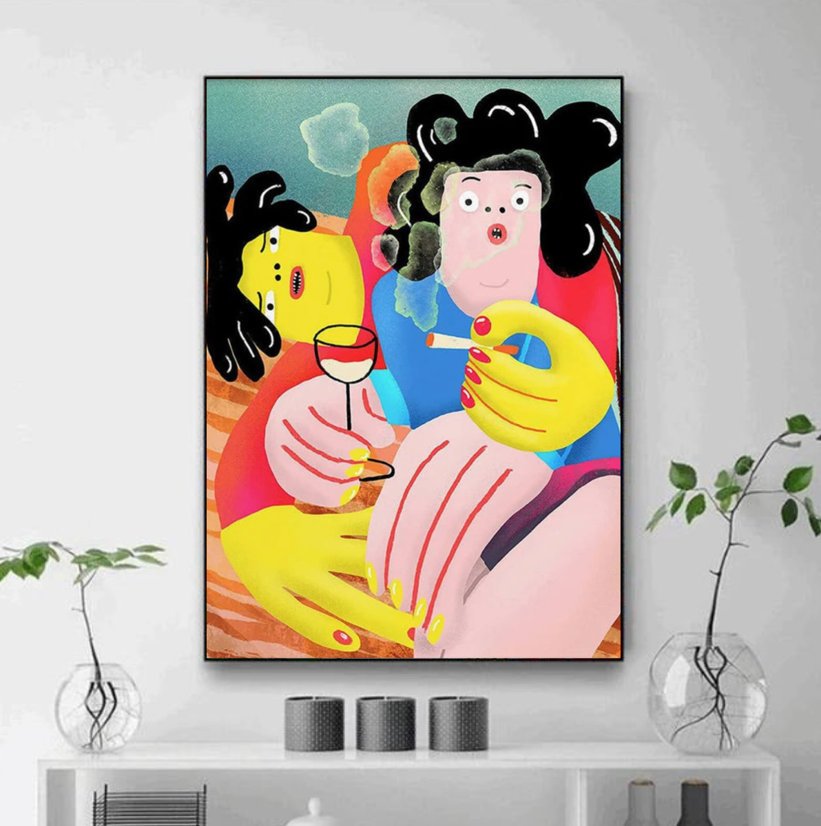 Tableau Abstrait Femmes Coloré Moderne