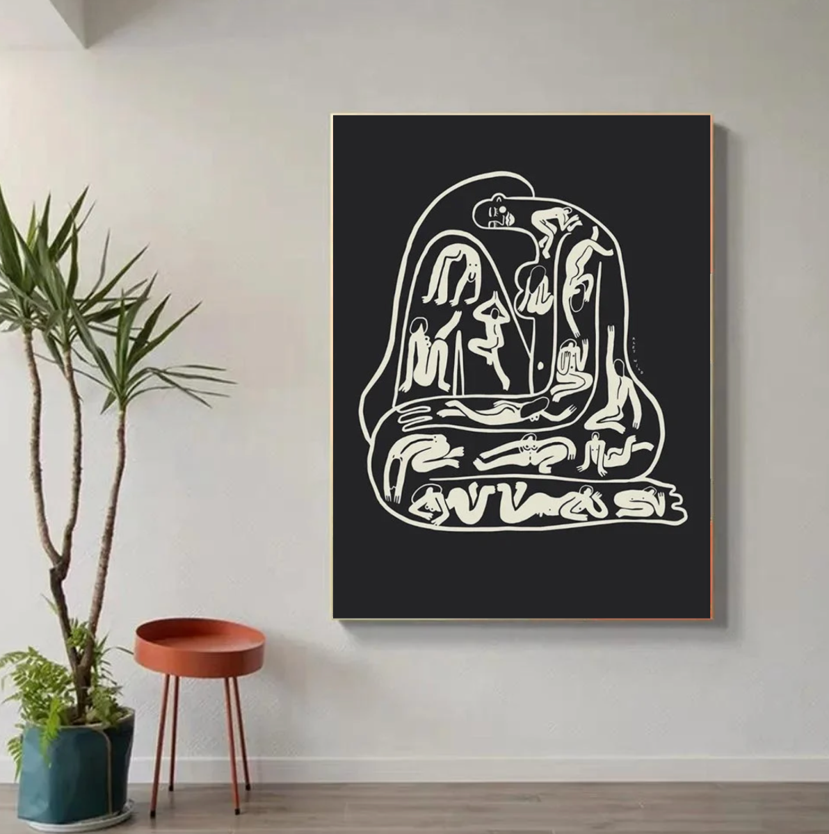 Tableau Abstrait Noir et Blanc Femme