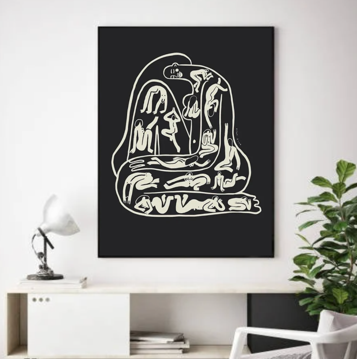 Tableau Abstrait Noir Femme