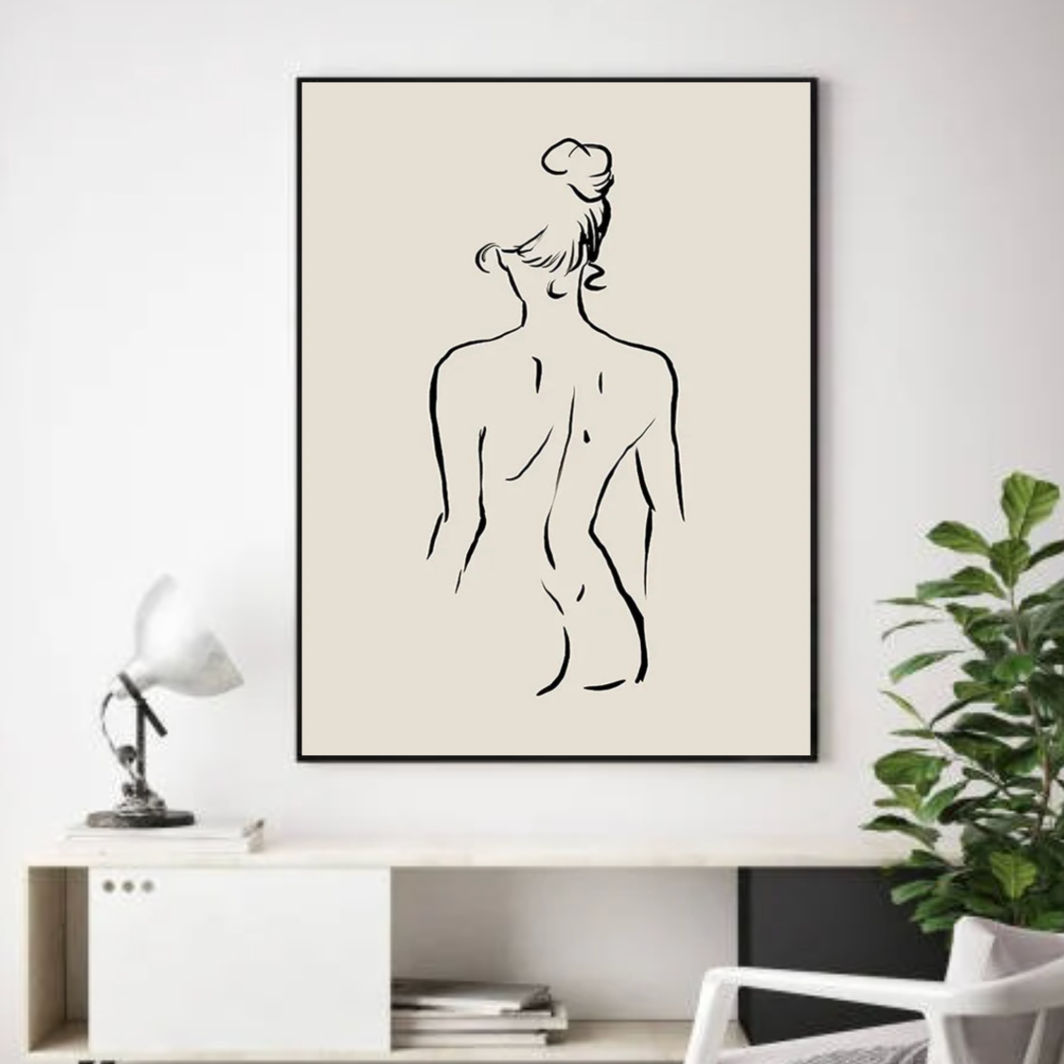 Tableau Blanc et Noir Femme Nu