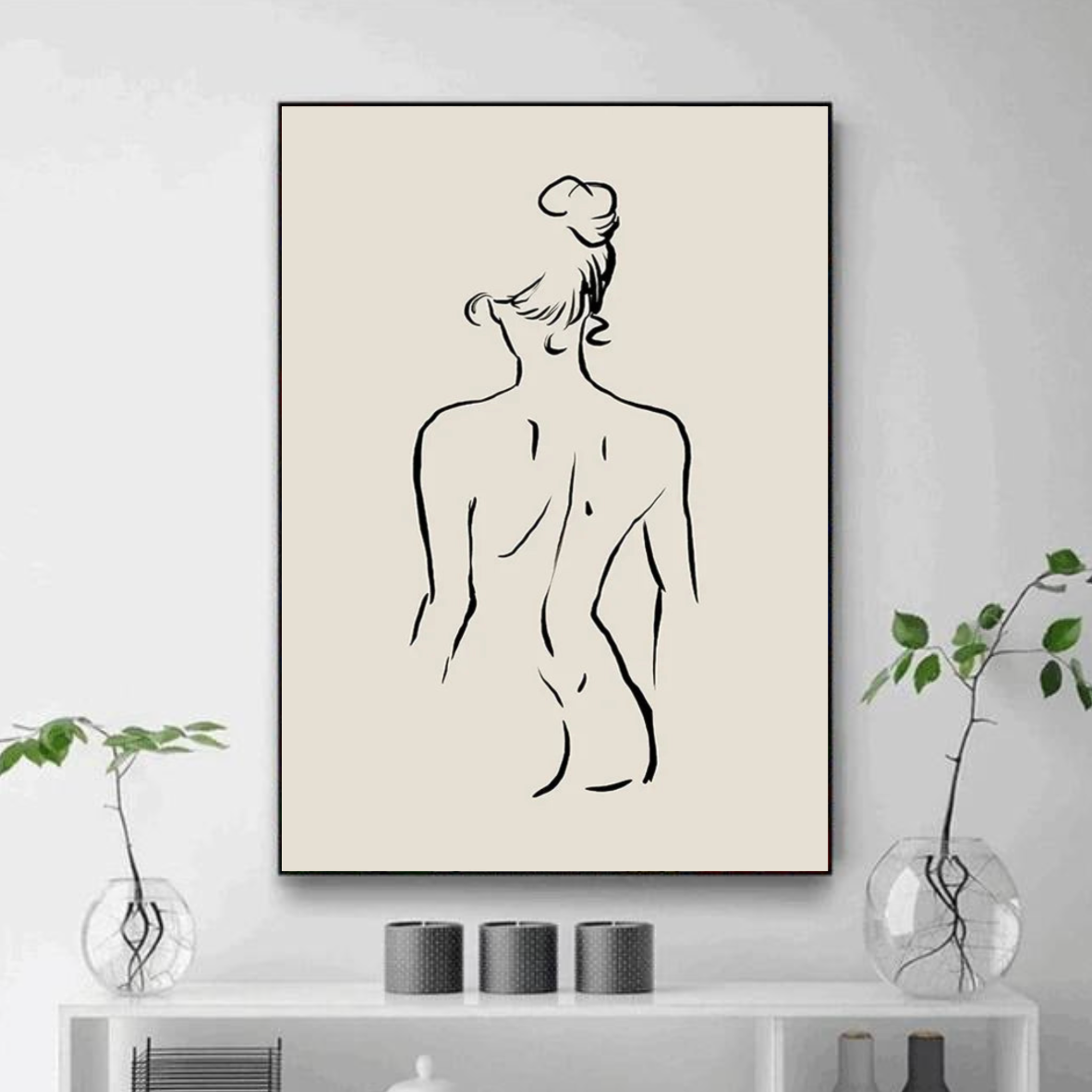 Tableau Blanc et Noir Femme Nu