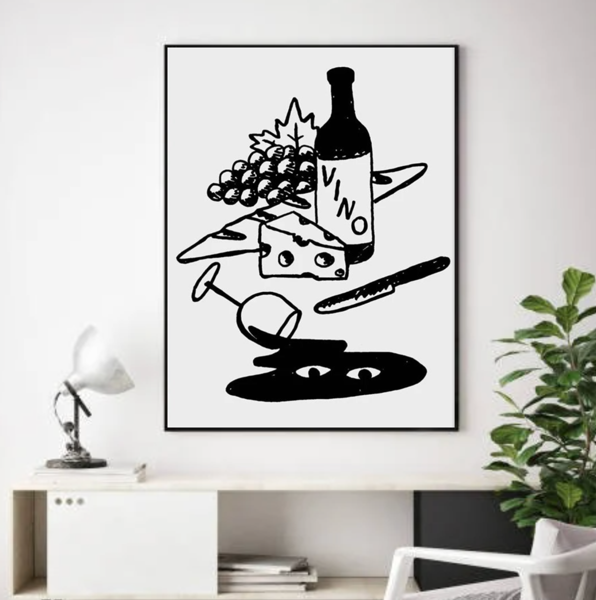 Tableau Deco Vin et Fromage restaurant