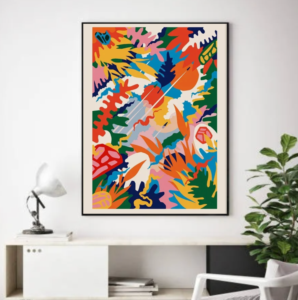 Tableau Feuillages Multicolore Abstrait