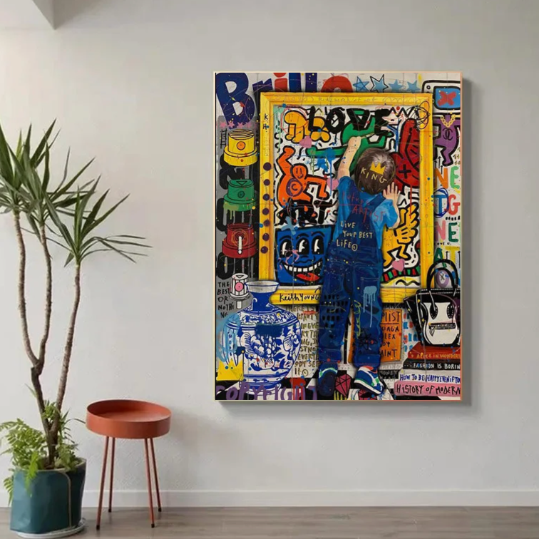 Tableau Petit Garcon Street Art 