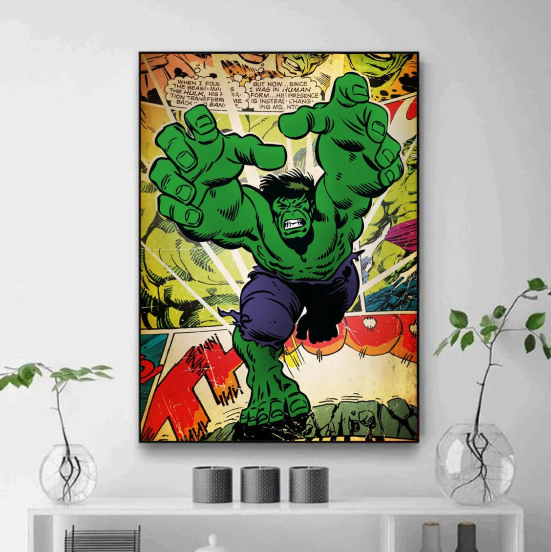 Tableau Hulk vert Pop Art