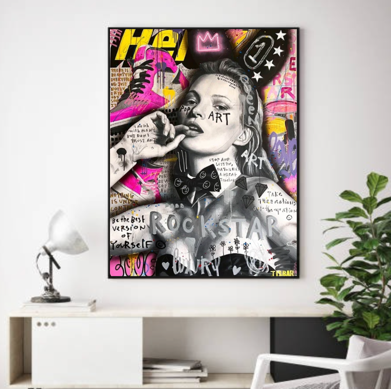 Tableau Kate Moss visage pop