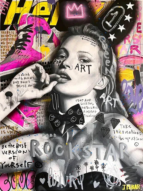 Tableau Kate Moss visage pop art
