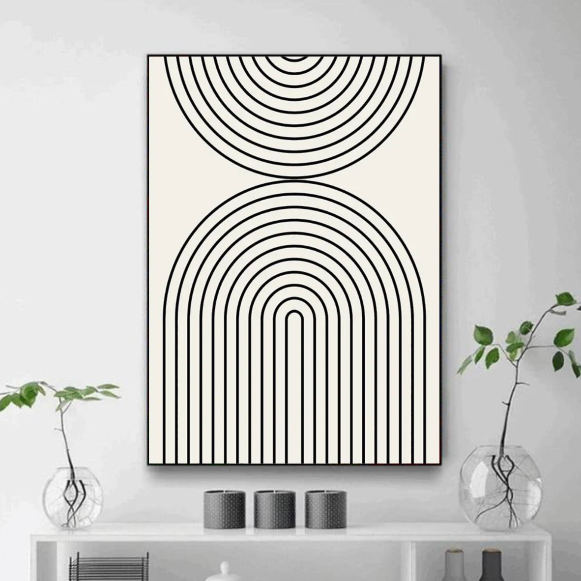 Tableau Lignes Rondes Noir et Blanc