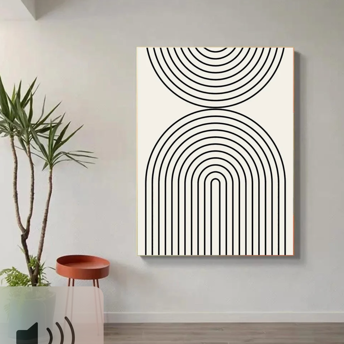 Tableau Lignes Rondes Noir et Blanc epure