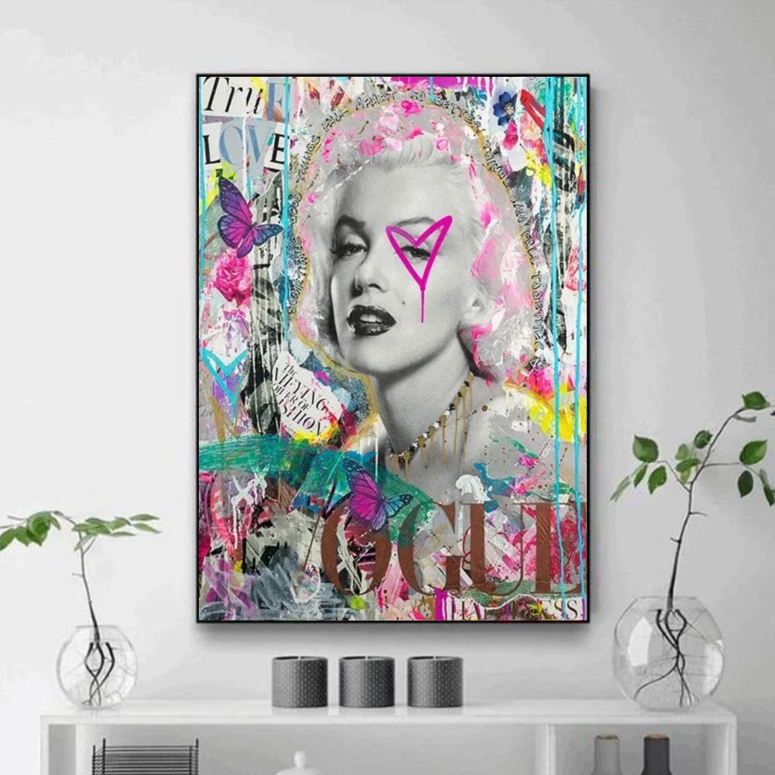 Tableau Maryline Monroe Rose Graffiti