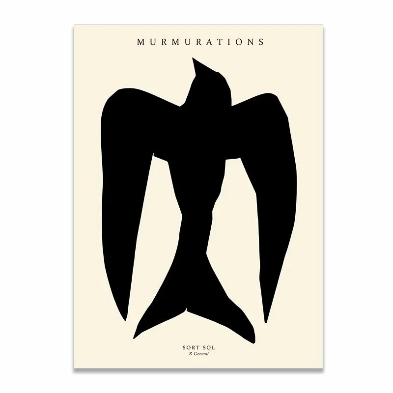 Tableau Oiseau Noir et Blanc