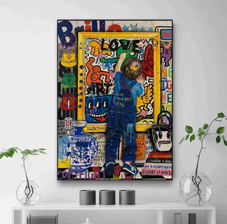 Tableau Petit Garcon Street Art 