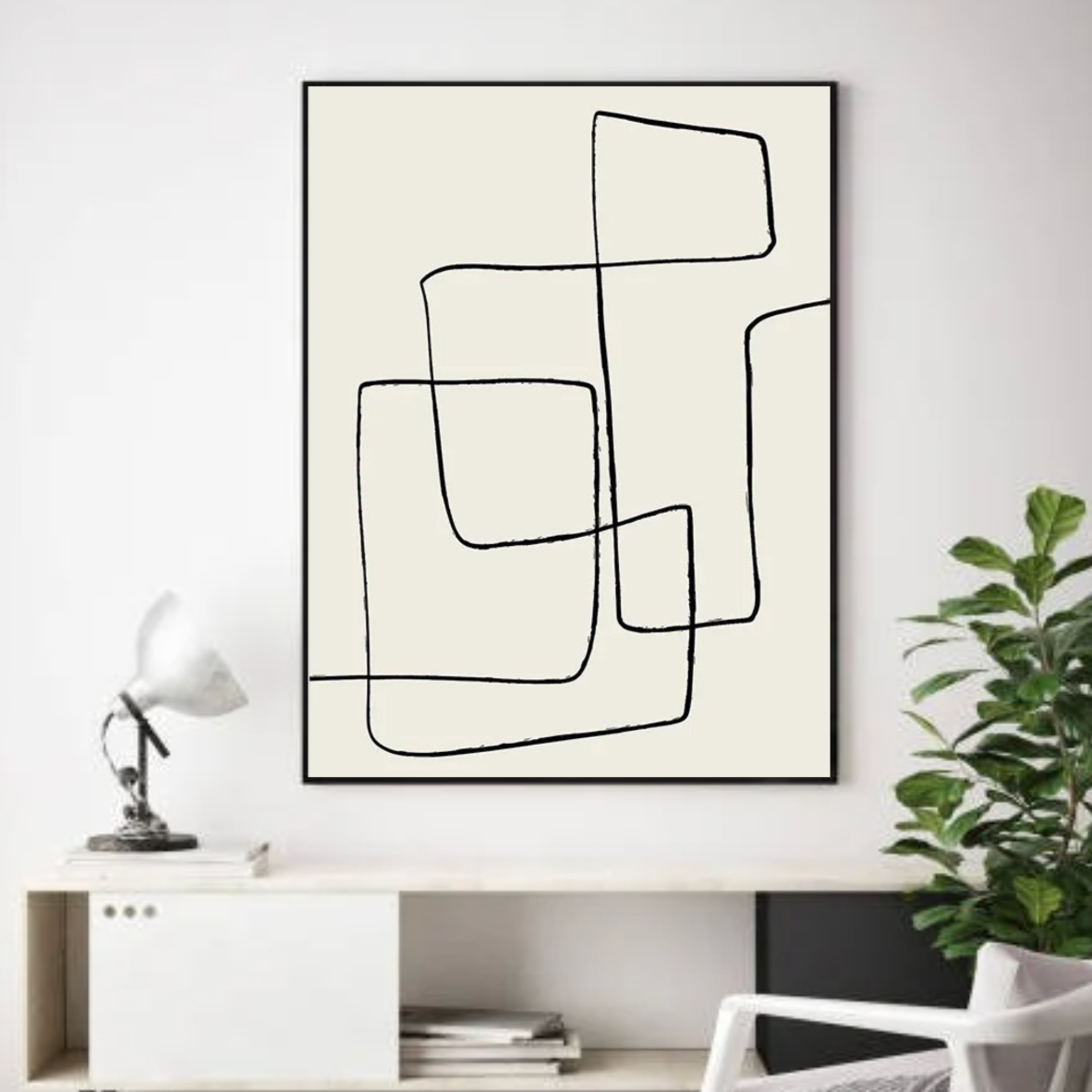 Tableau Scandinave Ligne Noir et Blanc