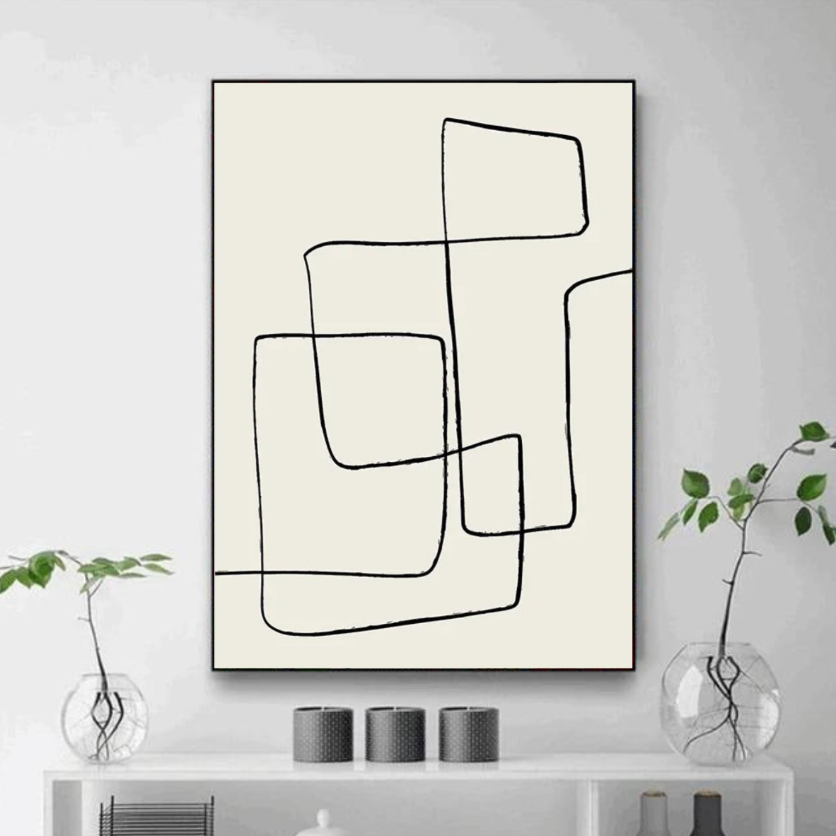 Tableau Scandinave Ligne Noir et Blanc
