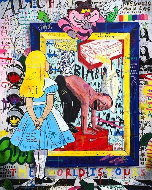 Tableau Street Art Fille en Robe