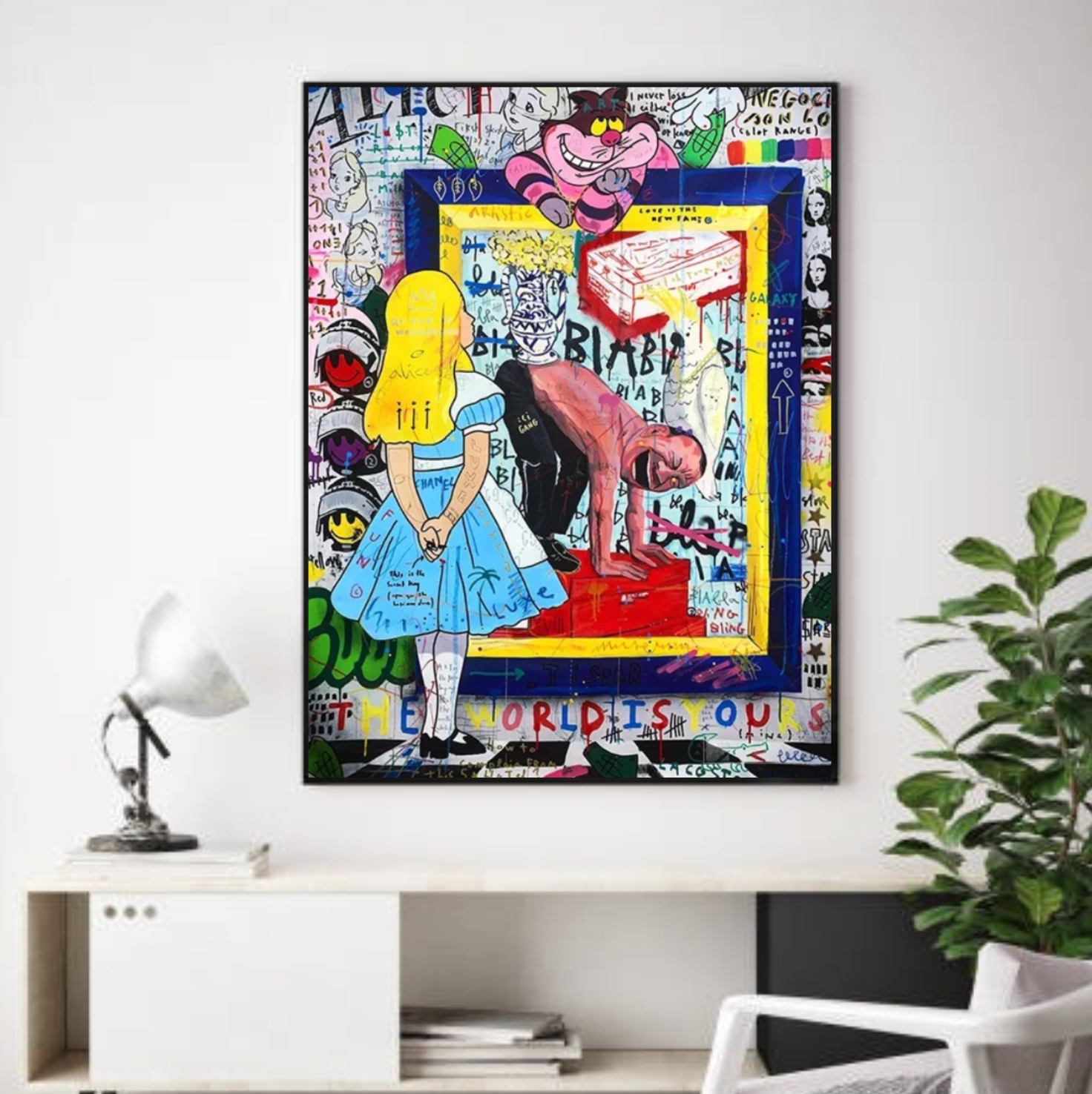 Tableau Street Art Fille en Robe