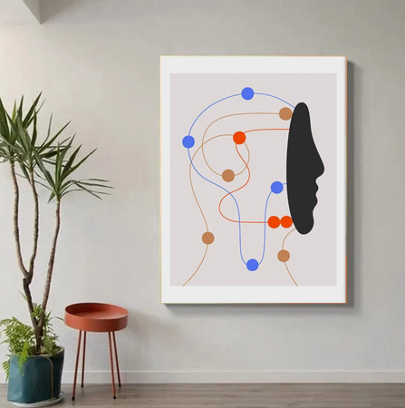 Tableau Visage Abstrait Coloree