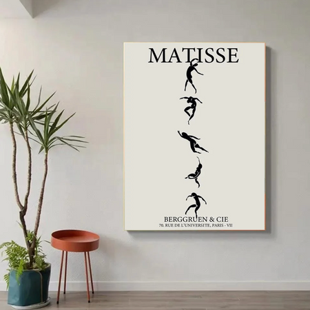 Tableau bonhomme Noir et Blanc Minimaliste matisse