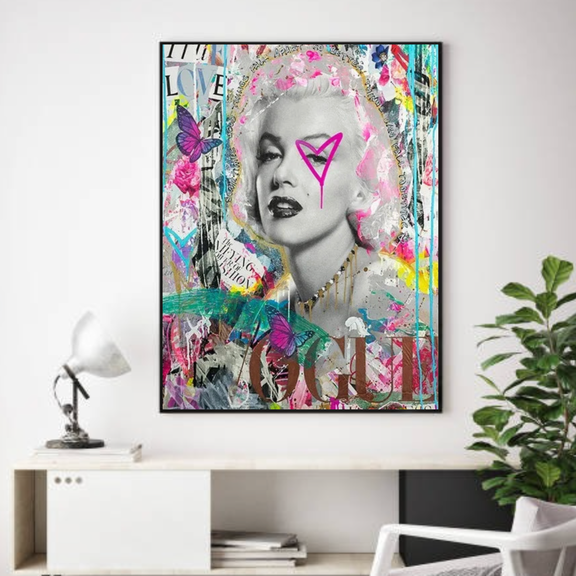 Tableau Maryline Monroe Rose Graffiti